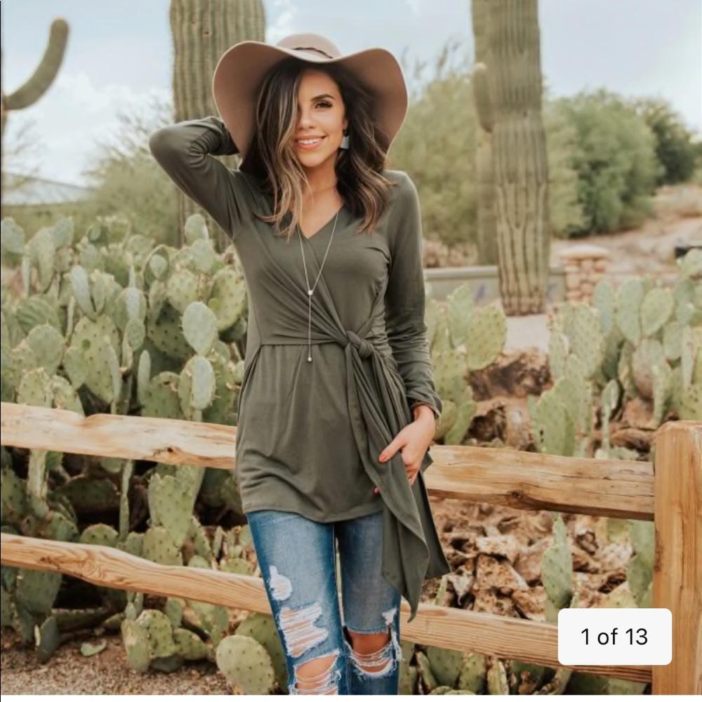 Olive tie top